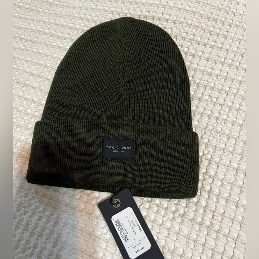 Rag & Bone Dark Green Knit Beanie New! - Picture 3 of 5